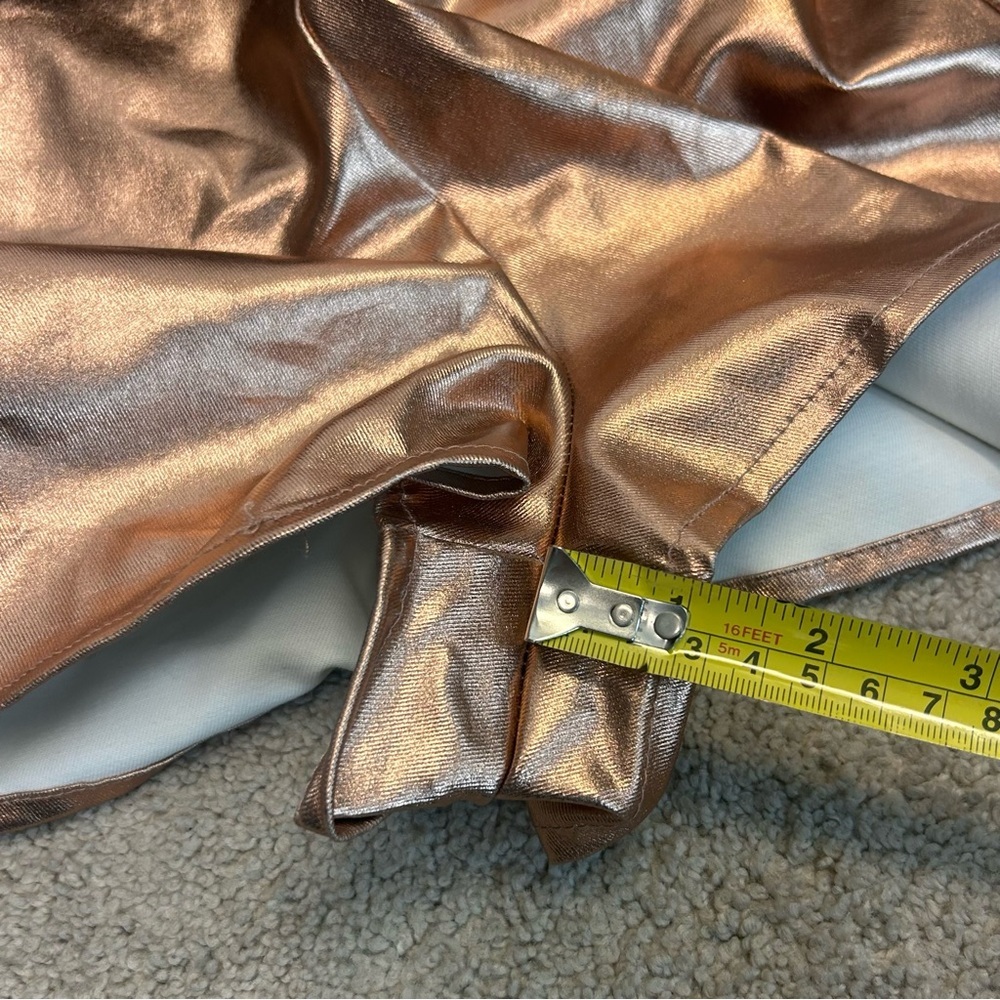 Zara rose gold metallic foil faux leather strapless mini dress bodycon Sz M NWOT - Picture 14 of 16